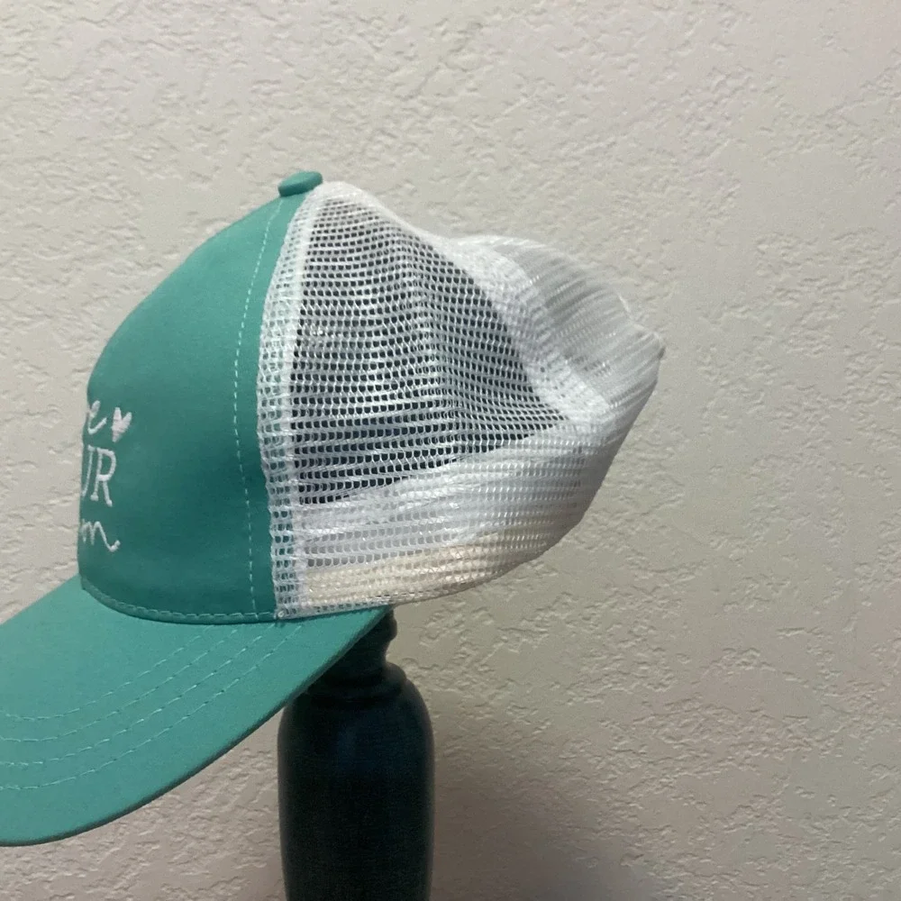 Love Your Melon Trucker Hat‎ Women OSFA Aqua Teal White Mesh Back Snapback USA